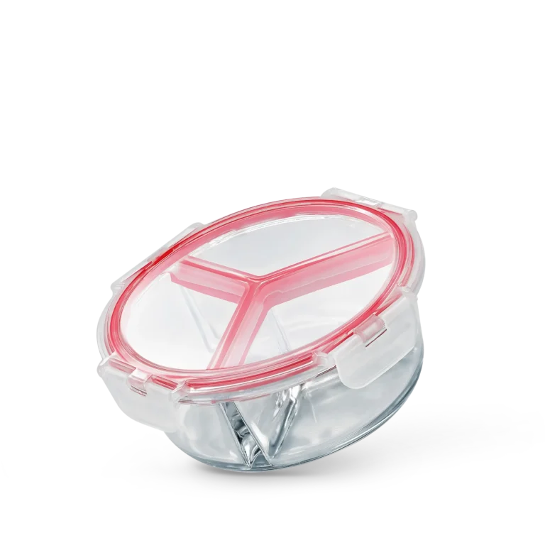 Roaster and food storage container, 800 ml round with dividers, BAKE&LOCK