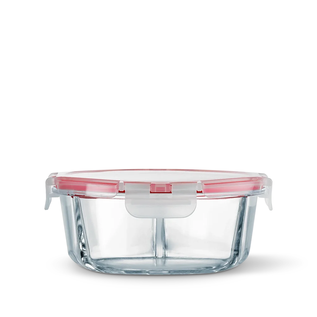 Roaster and food storage container, 800 ml round with dividers, BAKE&LOCK